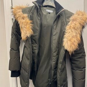 Mackage Khaki Jacket with Faux Fur Trim
